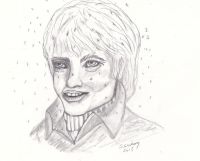 Snow on his hair